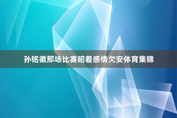 孙铭徽那场比赛昭着感情欠安体育集锦