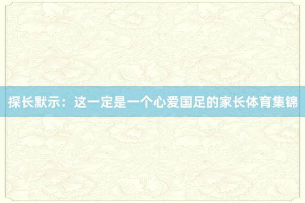 探长默示：这一定是一个心爱国足的家长体育集锦