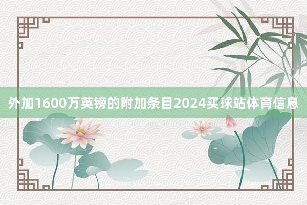 外加1600万英镑的附加条目2024买球站体育信息