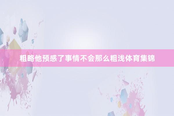 粗略他预感了事情不会那么粗浅体育集锦