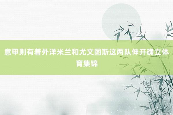 意甲则有着外洋米兰和尤文图斯这两队伸开确立体育集锦
