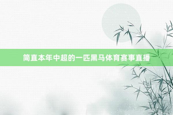 简直本年中超的一匹黑马体育赛事直播