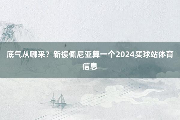 底气从哪来？新援佩尼亚算一个2024买球站体育信息