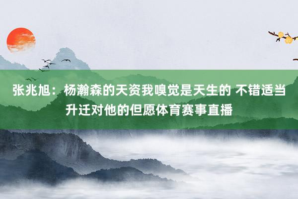 张兆旭：杨瀚森的天资我嗅觉是天生的 不错适当升迁对他的但愿体育赛事直播