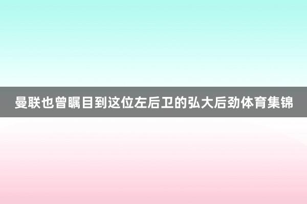曼联也曾瞩目到这位左后卫的弘大后劲体育集锦