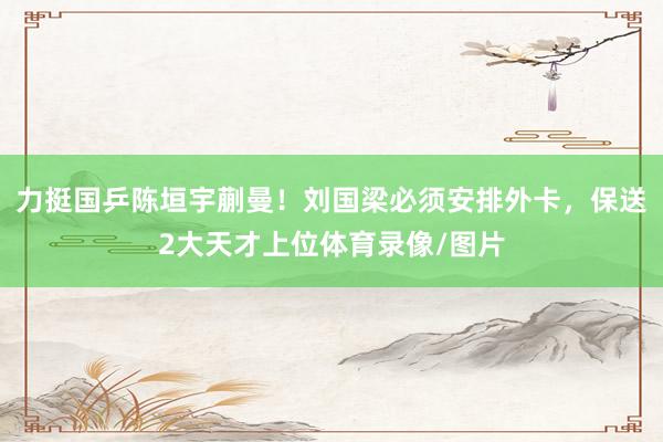 力挺国乒陈垣宇蒯曼！刘国梁必须安排外卡，保送2大天才上位体育录像/图片