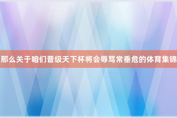 那么关于咱们晋级天下杯将会辱骂常垂危的体育集锦