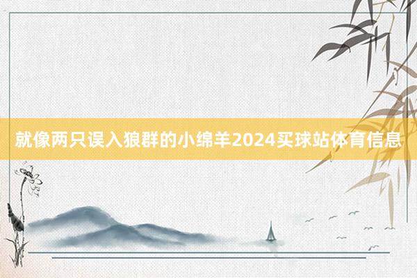 就像两只误入狼群的小绵羊2024买球站体育信息