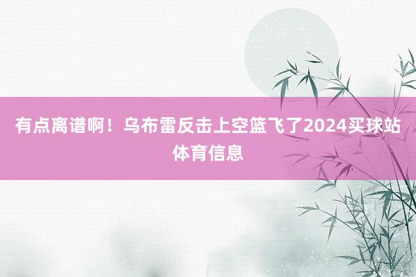 有点离谱啊！乌布雷反击上空篮飞了2024买球站体育信息