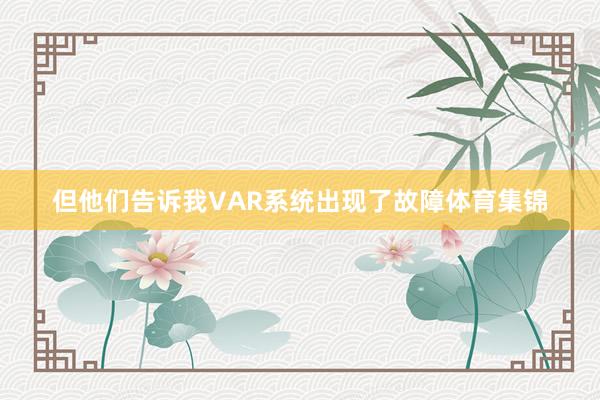但他们告诉我VAR系统出现了故障体育集锦