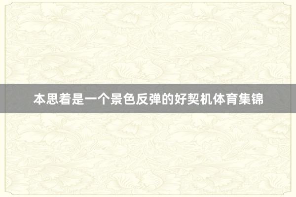 本思着是一个景色反弹的好契机体育集锦